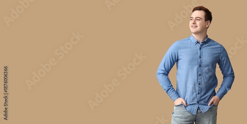 Young man in stylish blue c...
