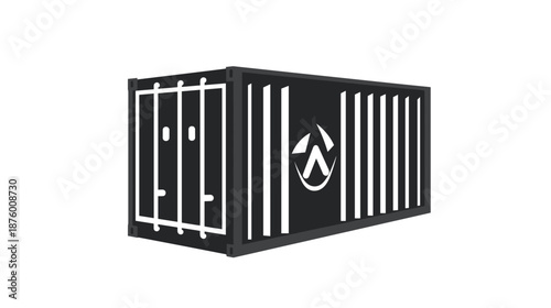 Black Shipping Container with White Logo.