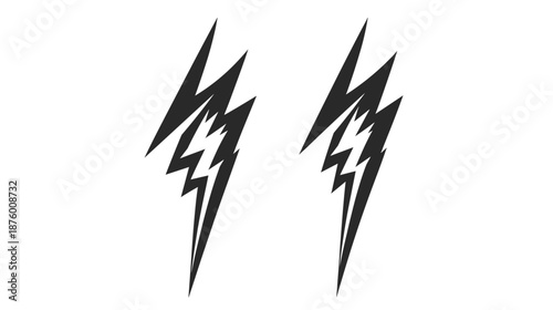 Black Lightning Bolt Symbols Isolated.