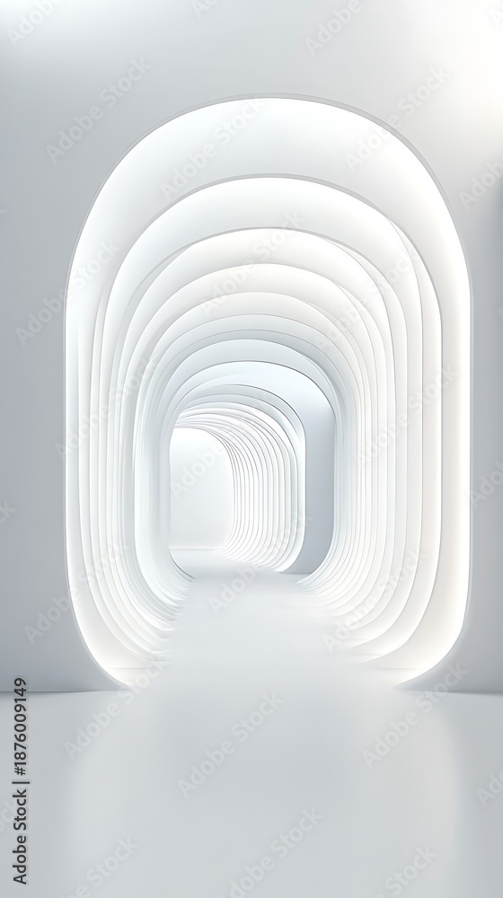 Obraz premium Abstract White Oval Tunnel Architecture Interior Design