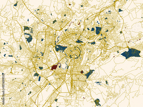 Fényképezés Modern flat map of Yerevan, Armenia