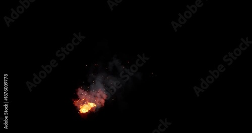 fire and smoke simulation on black background