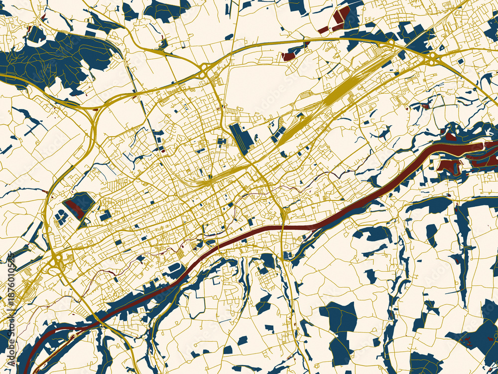 Fototapeta premium Abstract city map of Wels, Austria