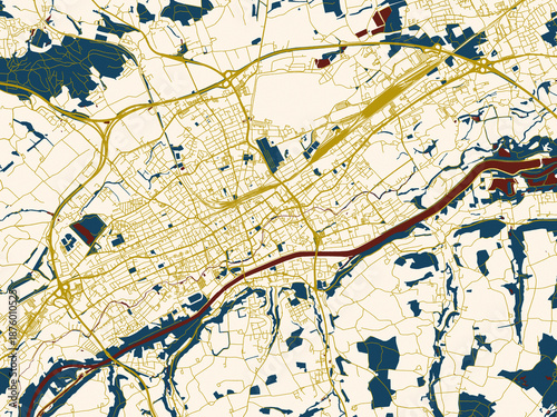 Abstract city map of Wels, Austria