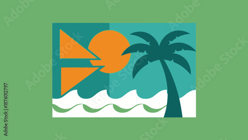 A minimalist black and white line drawing of a volleyball with a ring orbiting it.