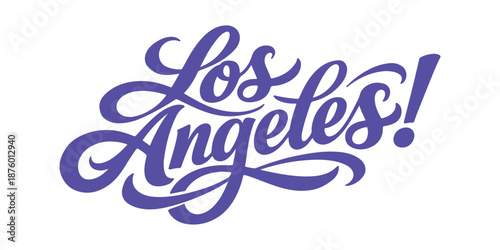 Valokuva Vibrant purple Los Angeles city name in elegant calligraphy font
