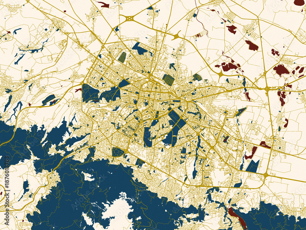 Fototapeta premium Clean urban street map of BUL, Sofia