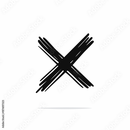 A close-up of a black cross mark on a white background, symbolizing rejection or cancellation