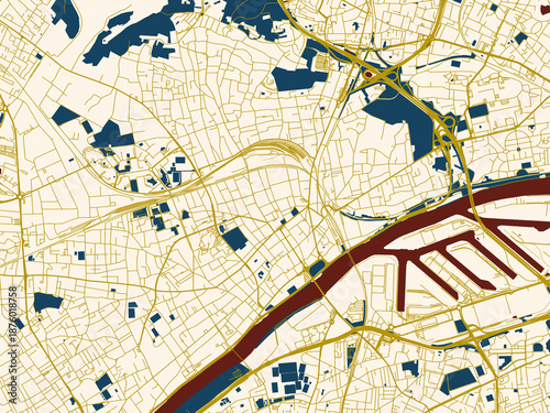 Εκτύπωση καμβά Modern graphic street map of Argenteuil, France, with cream-toned city field wit
