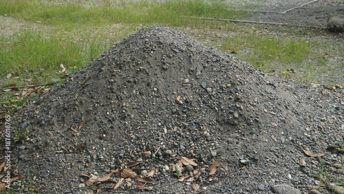 Large Pile of Sand and Gravel for Construction Work on Outdoor Site