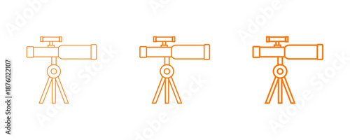 Surveying Equipment Icons  Orange Line Art Illustration