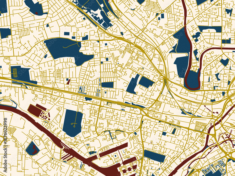 Obraz premium Clean urban street map of Salford, United Kingdom