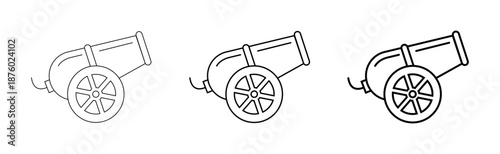 Cannon Line Art Icons  Military Artillery Collection