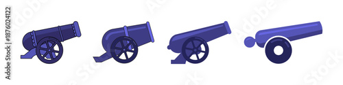 Cannon Icons Collection  Stylized Military Weapon Illustrations