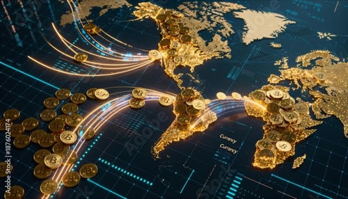 global market pulse with gold coin map perfect for financial wellness month currency background
