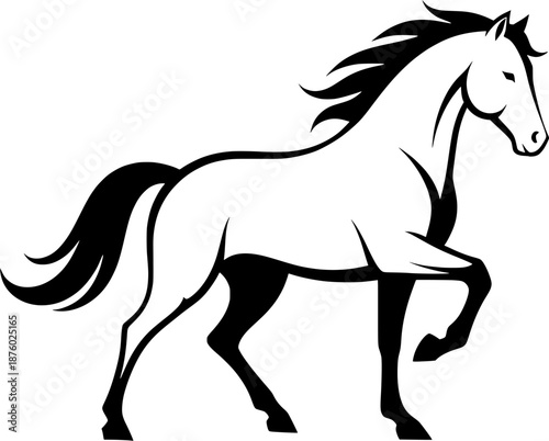 Outline vector drawing of a horse for coloring book with black line art