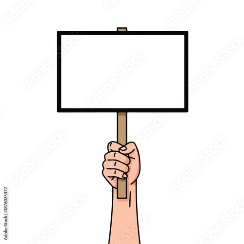 Hand holding an empty protest sign