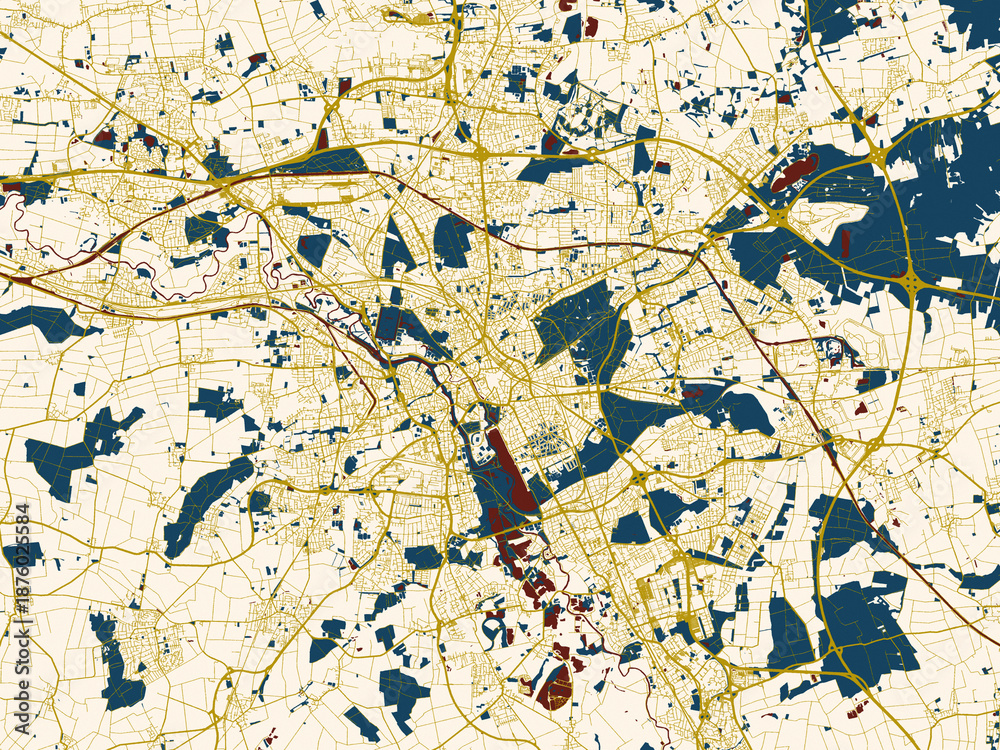 Fototapeta premium Hannover, Germany – minimalist flat city map