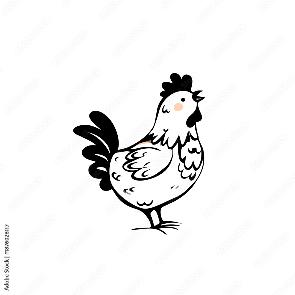 Fototapeta premium chicken. chicken simple black and white line art vector logo