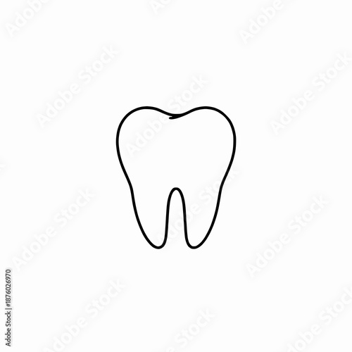Human Tooth Dental Icon Vector Silhouette Flat Minimal Design Isolated on White Background for Dentistry Stomatology and Oral Hygiene Concepts