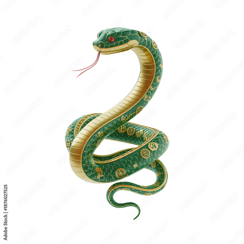 Fototapeta premium Traditional Chinese dragon sculpture in green and gold