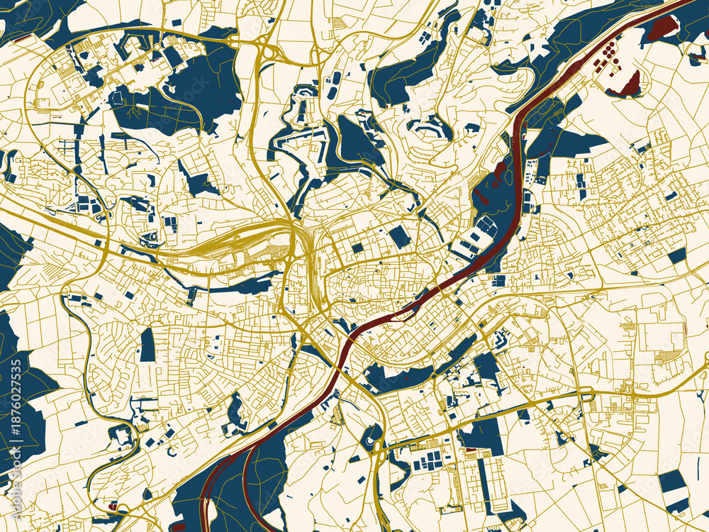 Naklejka premium Ulm, Germany – minimalist flat city map