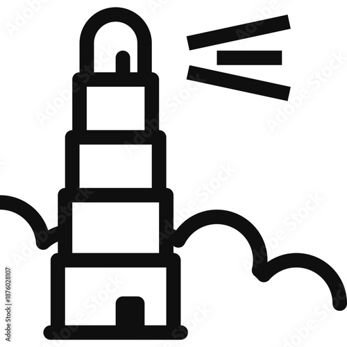 A serene lighthouse illustration standing tall amidst waves and sunlight