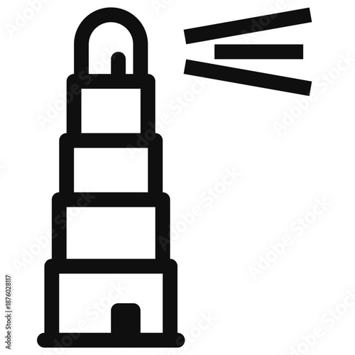Illustration of a Simple Lighthouse Emitting Light Beams