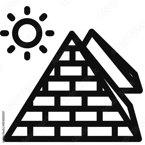 Simple illustration of a pyramid construction under the sun