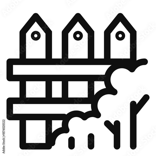 Birds nesting in a wooden birdhouse with three pointed roofs in a natural environment viewed from the side