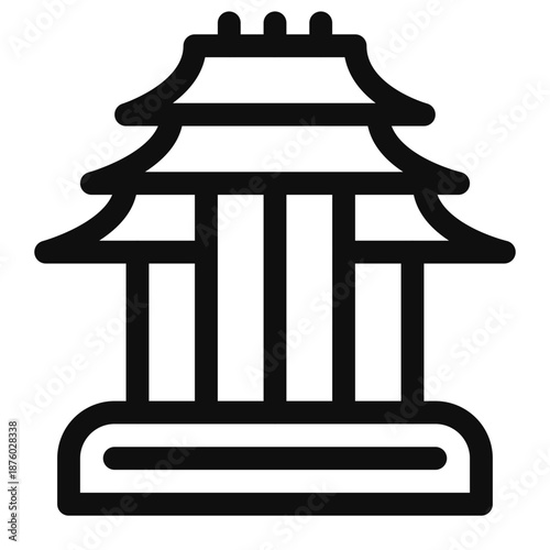 Traditional Asian style temple or pavilion illustration