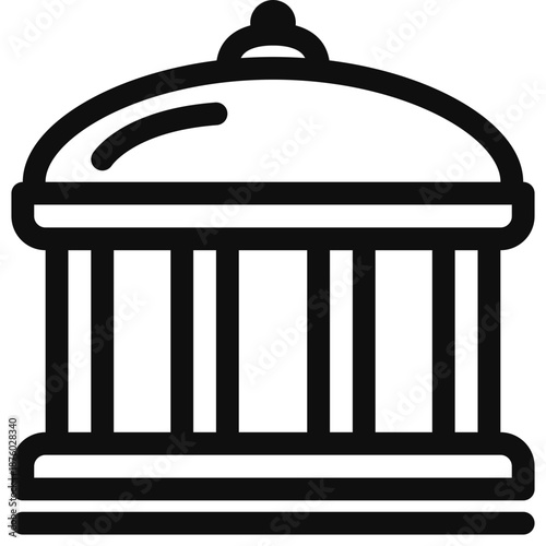 Simple Black and White Illustration of a Traditional Serving Dish with a Dome Lid