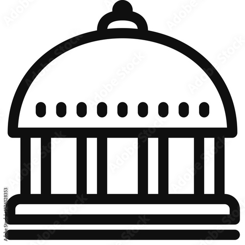 Illustration of a government building with a distinctive dome and columns