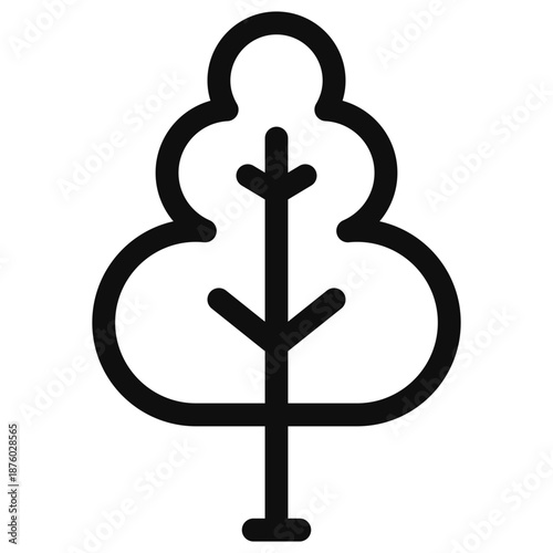 A simple black illustration of a tree on a white background viewed from the side