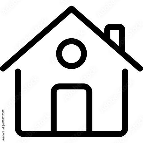 Simple house icon illustration viewed from the front with clean lines and minimal details