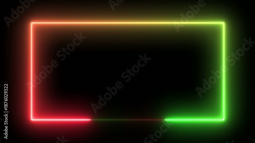 Foto Double neon frame with red and green glowing edges on a dark Generate title without using the word Title: before it