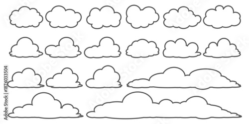 cloud bubble illustration with outline style.	
