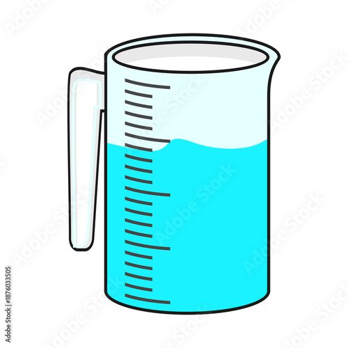 Illustration of a laboratory measuring cylinder, designed in a flat style. Simple design of a laboratory measuring cylinder. Science icon.	
