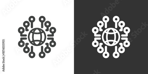 Integrated Global Data Center icon. Solid glyph series icon