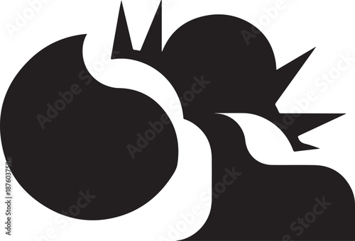 Black Silhouette of a King and Queen in Profile