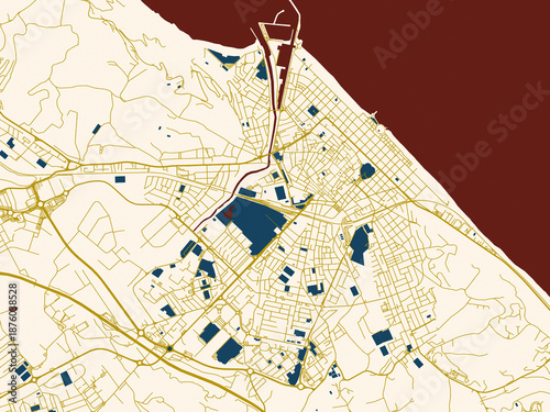 Photos Clean urban street map of Pesaro, Italy