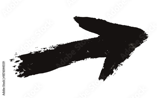 Schwarzer Pinselstrich-Pfeil auf transparentem Hintergrund zeigt nach rechts, symbolisiert Richtung und Bewegung.