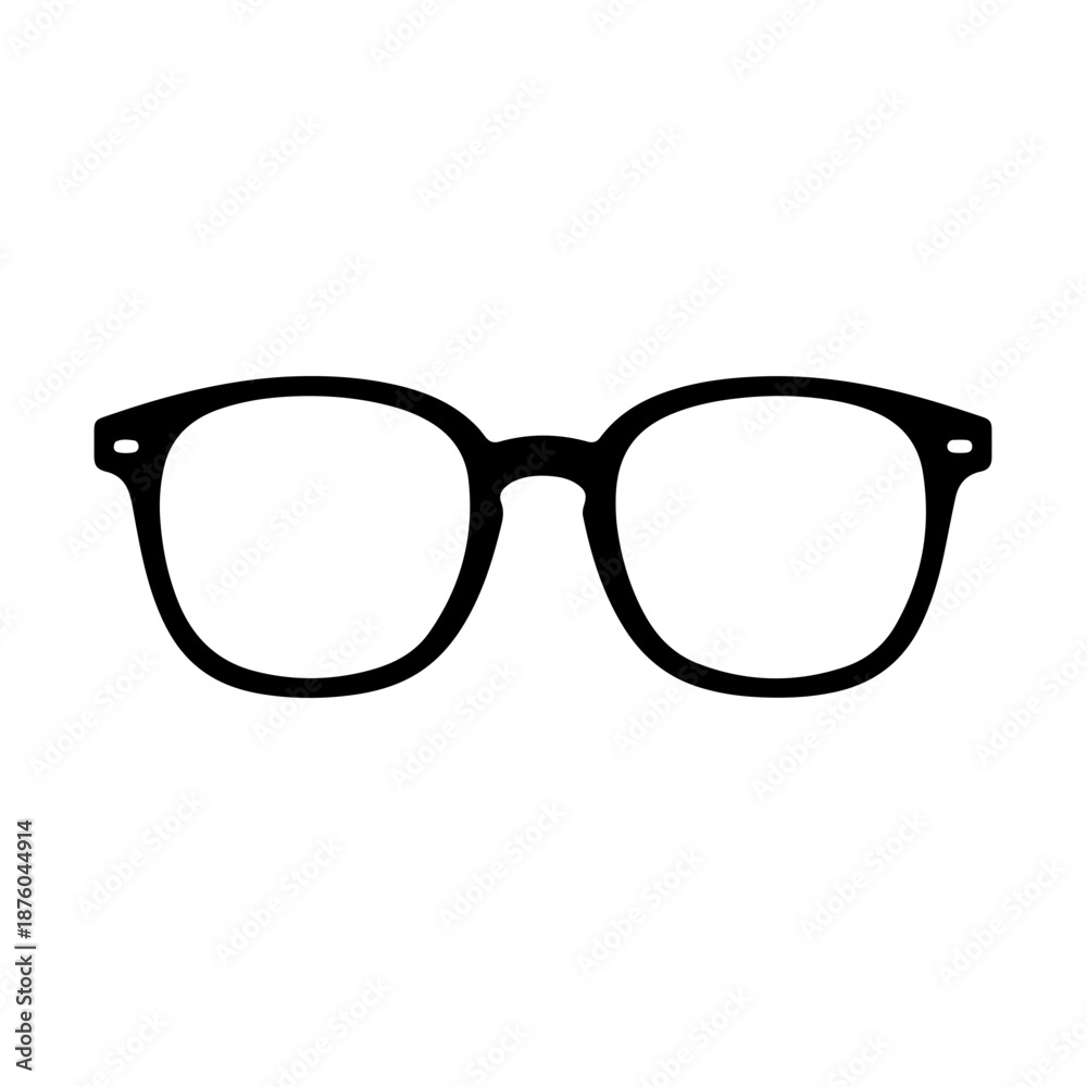 Fototapeta premium Classic Black Frame Eyeglasses Vector Icon Illustration for Optical Vision and Hipster Style Accessories