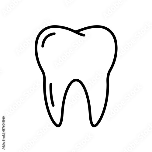 Simple Tooth Line Icon. Vector Outline Symbol for Dental Health, Hygiene, and Anatomy.