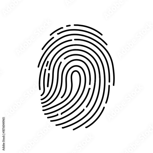 Fingerprint Icon Vector Illustration. Biometric Authentication Symbol for Digital Security, Personal Identification Technology, and Access Control System.