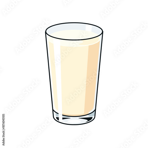 Glass of Milk Vector Illustration. Fresh Dairy Beverage Isolated Graphic Element.