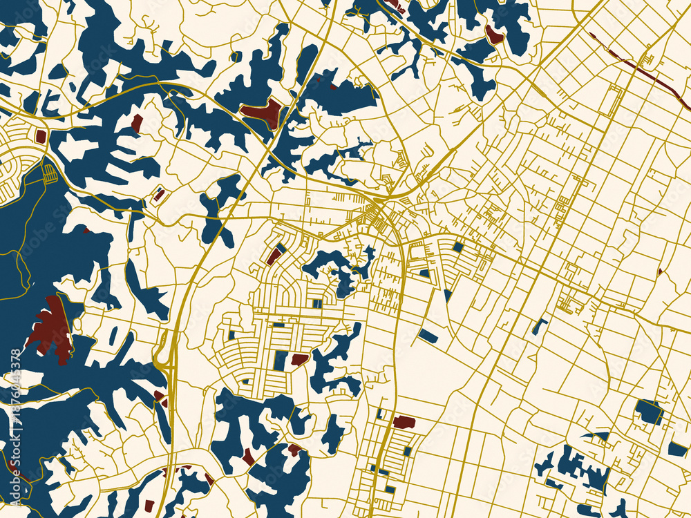 Fototapeta premium Clean urban street map of Oami, Japan