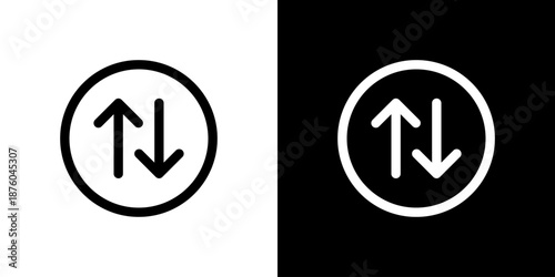 丸で囲んだ上下矢印のソート・移動アイコン（ベクター）