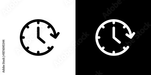 右回転の矢印の時計アイコン 時間更新・進行を表すUIベクター