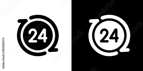 回転する矢印の24時間時計アイコン 時間更新・同期を表すUIベクター